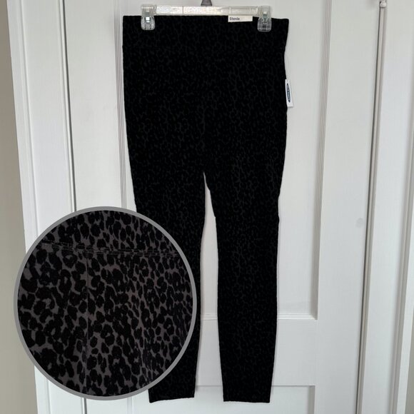 NWT OLD NAVY | Stevie Leopard Embossed Velvet High Rise Pants Skinny Dress Pants - Picture 1 of 7